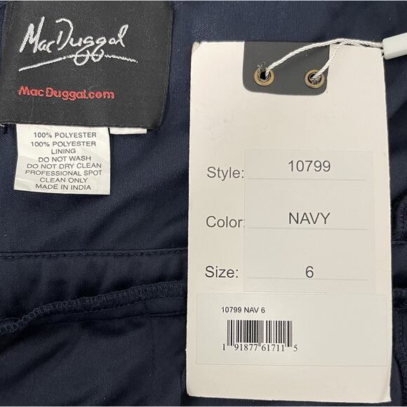 Mac Duggal 10799 Navy Beaded Illusion High Neck Long Sleeve Dress Size 6 $398 - Picture 10 of 10